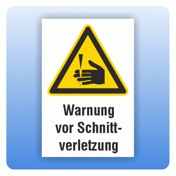 Kombi Warnschild Warnung vor Schnittverletzung