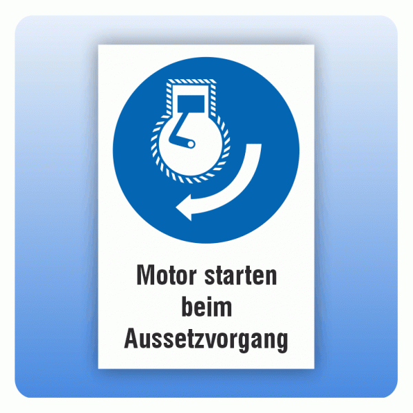 Kombi Gebotsschild M038 Motor starten beim Aussetzvorgang