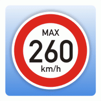 Geschwindigkeitsaufkleber max. 260 km/h