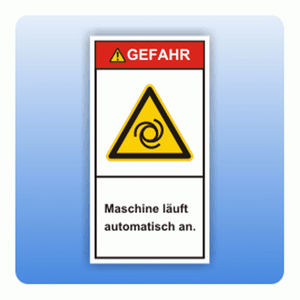 Sicherheitszeichen Maschine automatisch, hoch (ISO 3864-2) Aufkleber