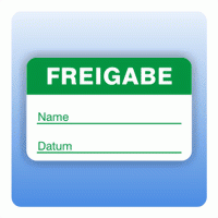 Qualitätssicherung Aufkleber "Freigabe Name" 25x40 mm in grün