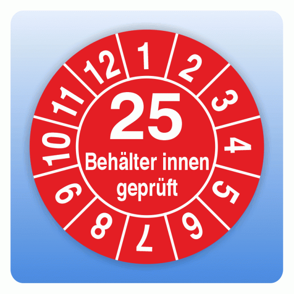 Prüfplakette Behälter innen geprüft