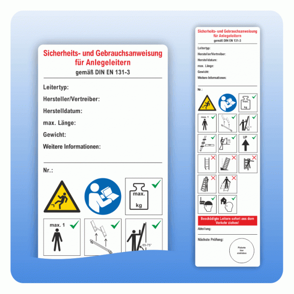 Anlegeleitern Sicherheits- und Gebrauchsanweisung