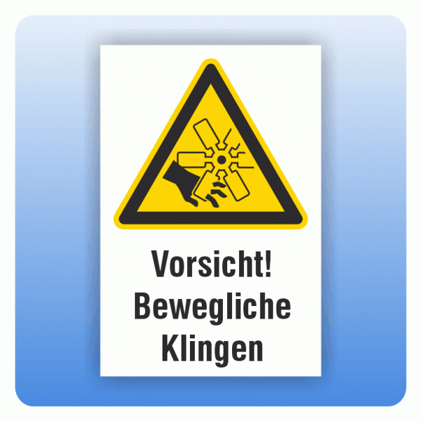 Kombi Warnschild W088 Warnung vor beweglichen Klingen