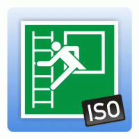 Rettungszeichen Notausstieg mit Fluchtleiter links ISO 7010