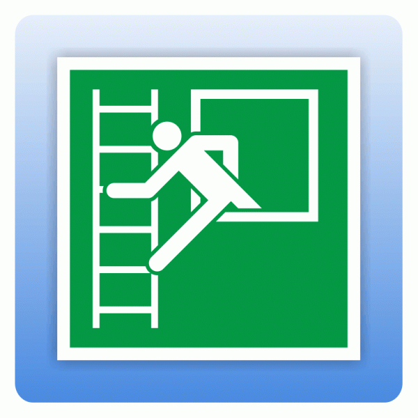 Rettungszeichen Notausstieg mit Fluchtleiter links ISO 7010