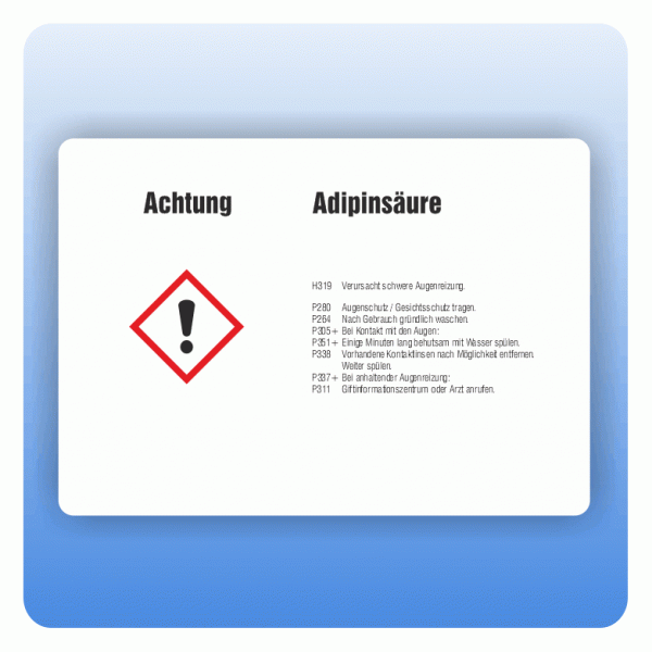 Gefahrstoffaufkleber Adipinsäure für Behälter bis 3 Liter