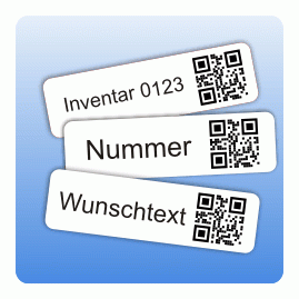 Inventaretikett / Inventuraufkleber mit QR-Code weiss 20x70 mm