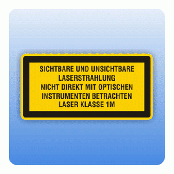 Laserkennzeichen sichtbare u. unsichtbare Laserstrahlung 1M