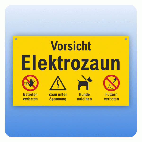 Schild Elektrozaun mit Symbolen