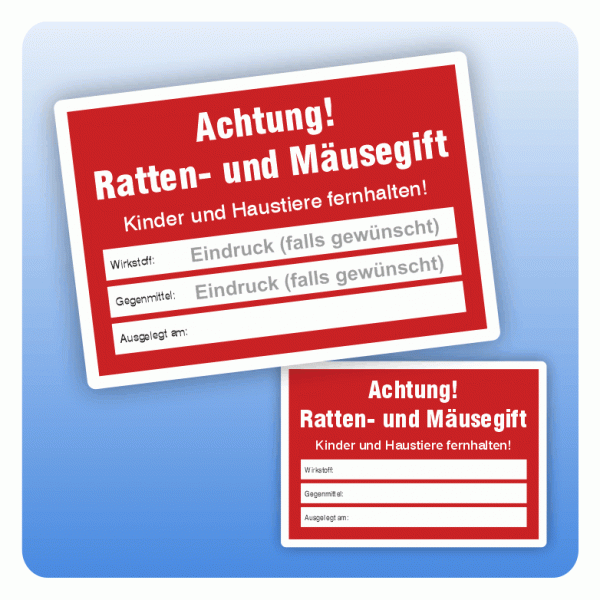 Aufkleber Ratten- und Mäusegift (3 Beschriftungsfelder)