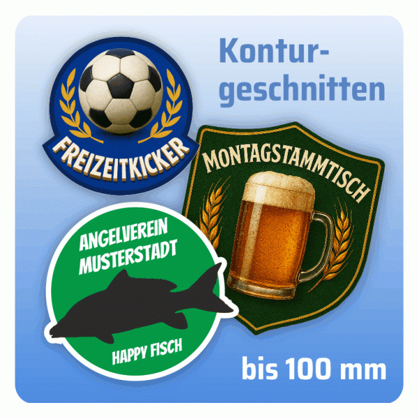 Vereinsaufkleber mit eigenem Motiv bis 100 mm - konturgeschnitten