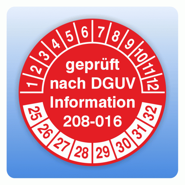 Prüfplakette geprüft nach DGUV Information 208-016 Leitern und Tritte