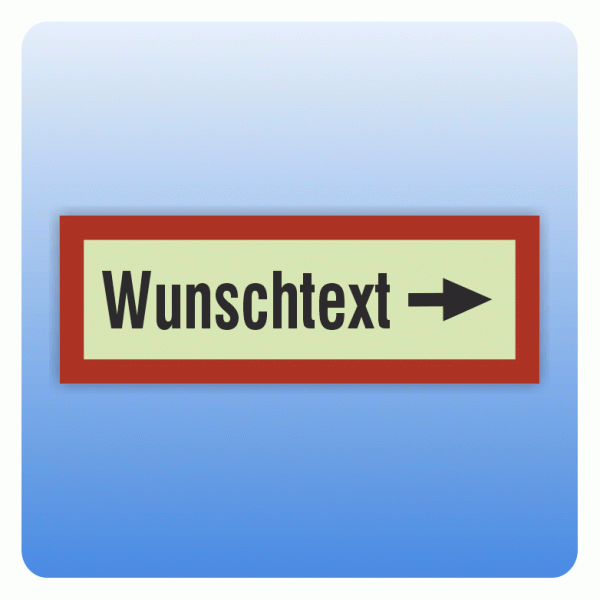 Feuerwehrzeichen Wunschtext mit Pfeil nach rechts nach DIN 4066