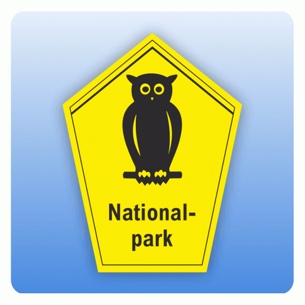 Schild Nationalpark mit Piktogramm Eule
