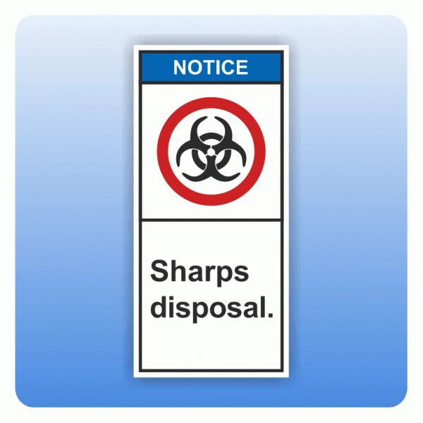 Sicherheitszeichen Sharps disposal (ANSI Z535) Aufkleber