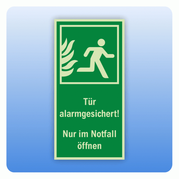 Aufkleber Tür alarmgesichert - Nur im Notfall öffnen