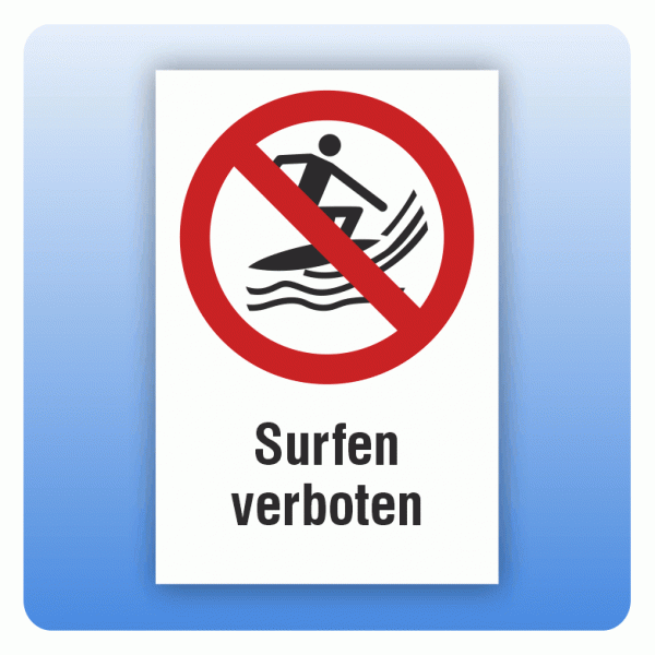Kombi Verbotsschild P059 Surfen verboten