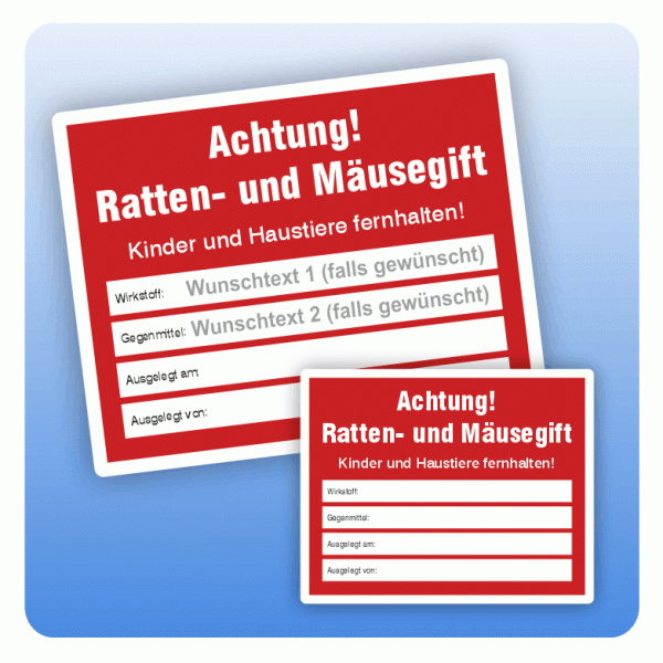 Aufkleber Ratten- und Mäusegift (4 Beschriftungsfelder)