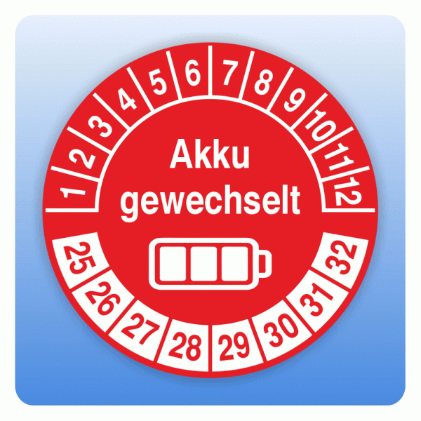 Prüfplakette Akku gewechselt