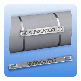 Kennzeichnungsschild Edelstahl 9,5 x 89 mm mit Lasergravur