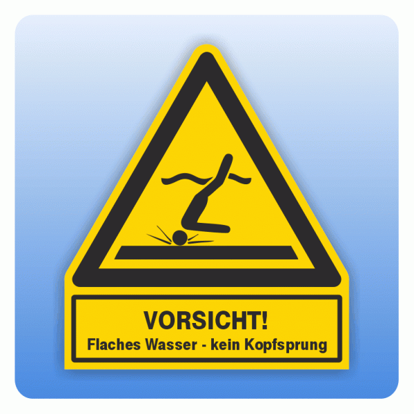 Kombi Warnsymbol Vorsicht Flaches Wasser - kein Kopfsprung WW048