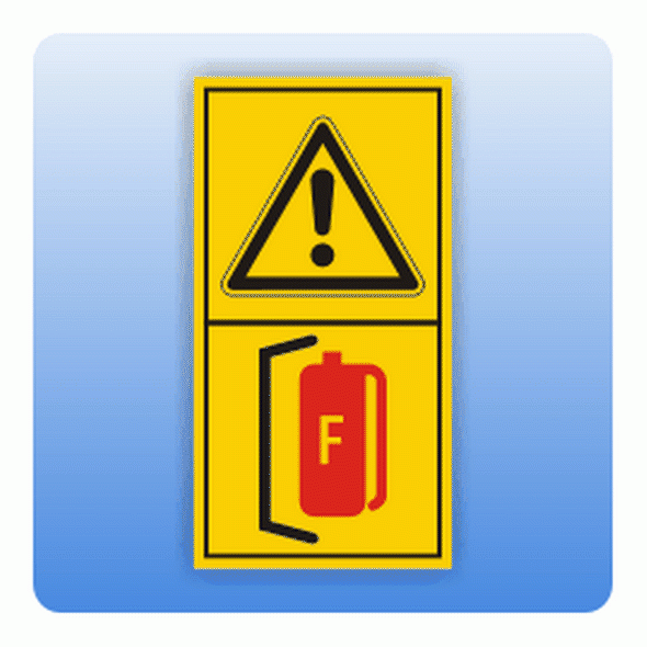Sicherheitszeichen Feuerlöscher, hoch (ISO 11684) Aufkleber