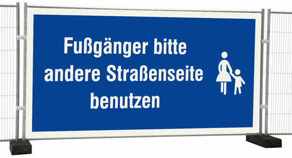 Baustellenschild 'Fußgänger Bitte Andere Straßenseite Benutzen' – Aus Aluminium, 20x30 Cm – UV-beständig Für Innen & Außen