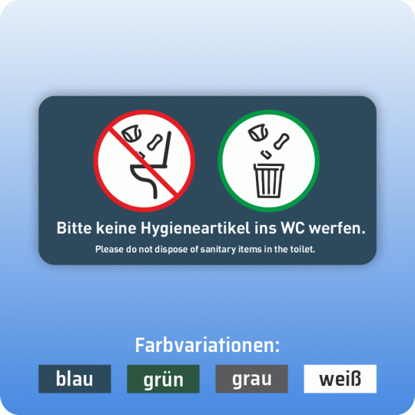 Aufkleber Bus und Bahn - Keine Hygieneartikel ins Klo werfen