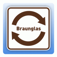 Wertstoffzeichen Pfeile Braunglas, umrandet