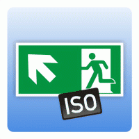 Rettungszeichen Rettungsweg / Notausgang links aufwärts ISO 7010
