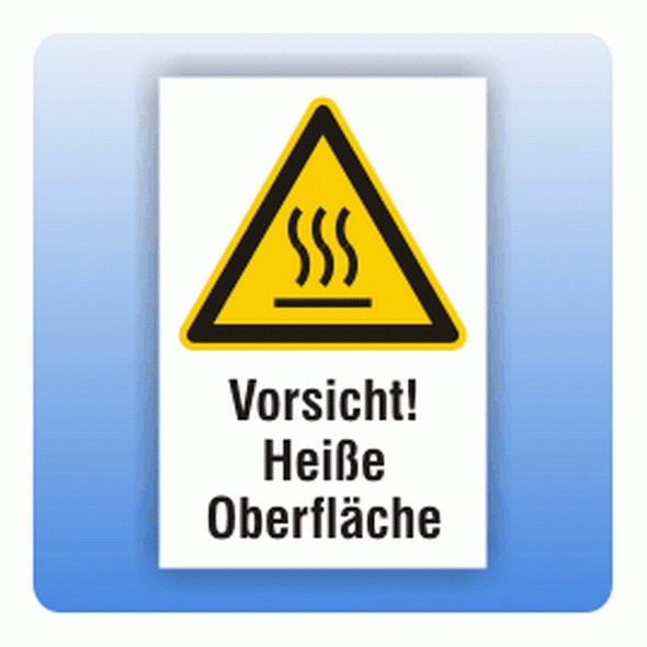 Kombi Warnschild heiße Oberfläche