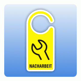 Qualitätssicherung Anhänger "NACHARBEIT" in gelb