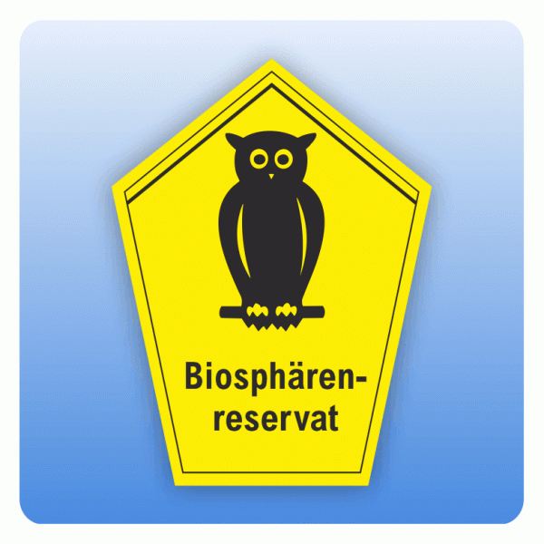 Schild Biosphärenreservat mit Piktogramm Eule