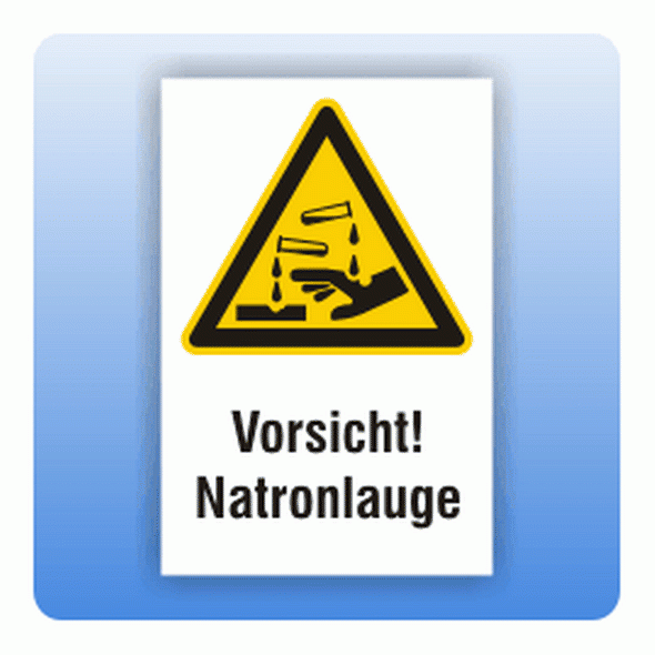 Kombi Warnschild Vorsicht Natronlauge W023