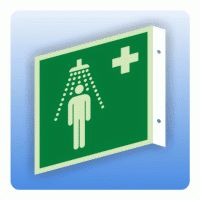 Fahnenschild Rettungszeichen E012 Notdusche ISO 7010
