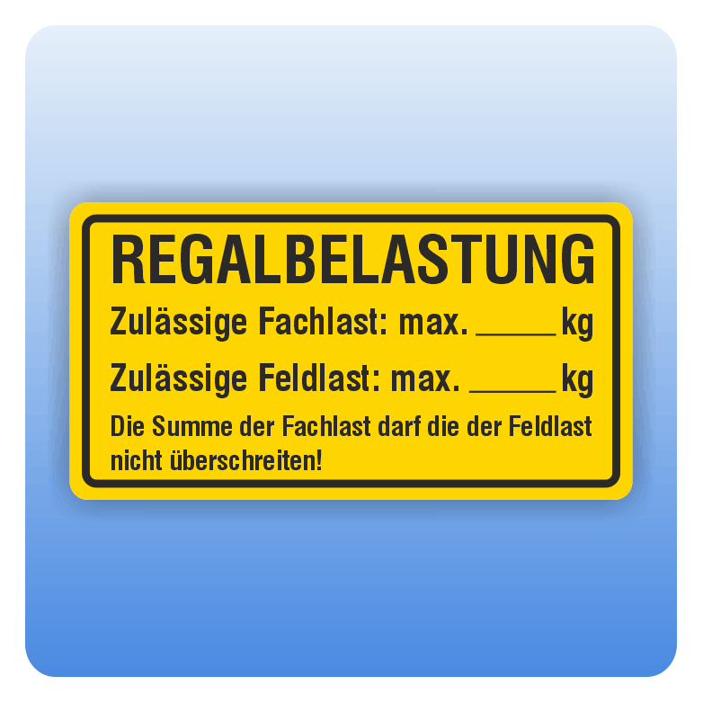 Aufkleber Regalbeschriftung Regalbelastung | Regalbeschriftung