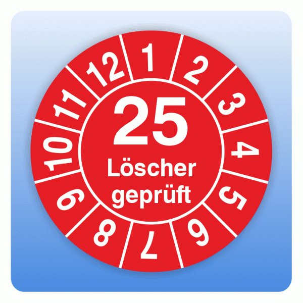 Prüfplakette Löscher geprüft