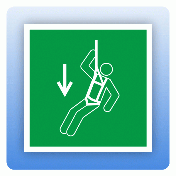 Aufkleber Rettungszeichen E073 Notfall-Klettergeschirr ISO 7010