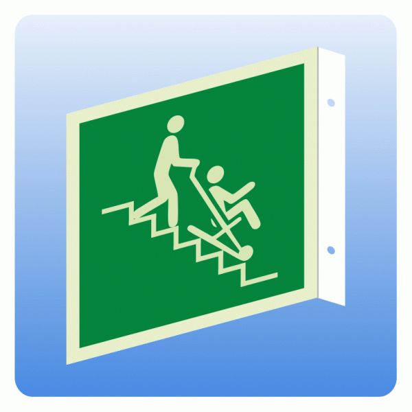 Fahnenschild Rettungszeichen E060 Rettungsstuhl ISO 7010
