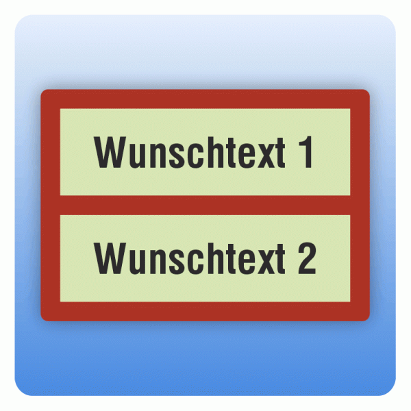 Feuerwehrzeichen zweigeteilt mit Wunschtext nach DIN 4066