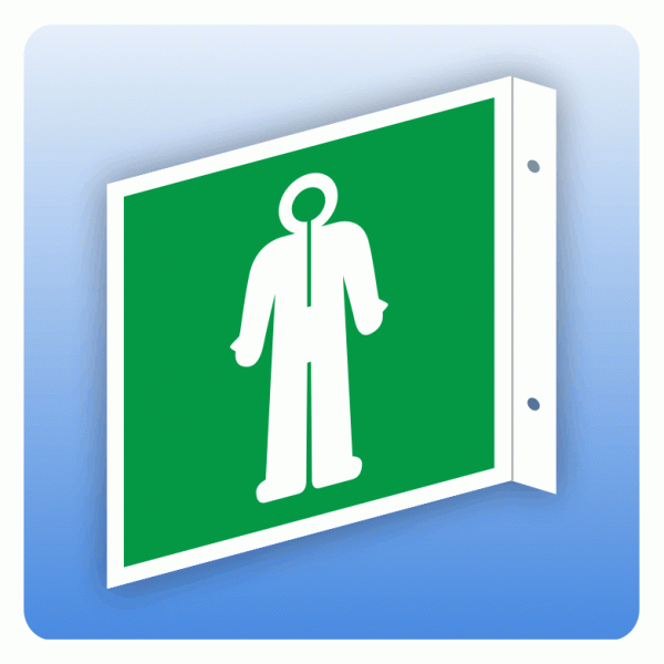 Fahnenschild Rettungszeichen E056 Überlebensanzug ISO 7010