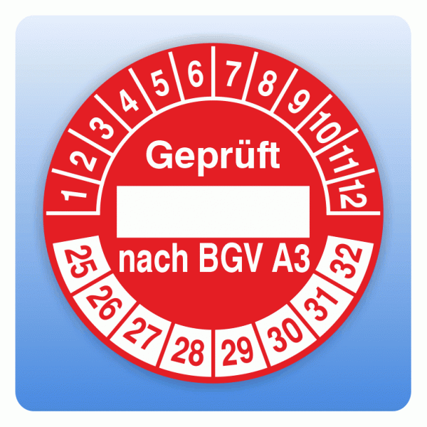 Prüfplakette Geprüft nach BGV A3 mit Textfläche