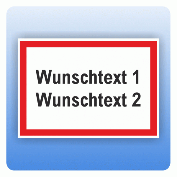 Schild Wunschtext zweizeilig rot umrandet