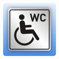 Symbolschild mit Piktogramm WC Behinderte aus Alu
