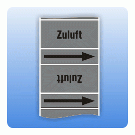 Rohrkennzeichnungsband Zuluft grau nach DIN 16798