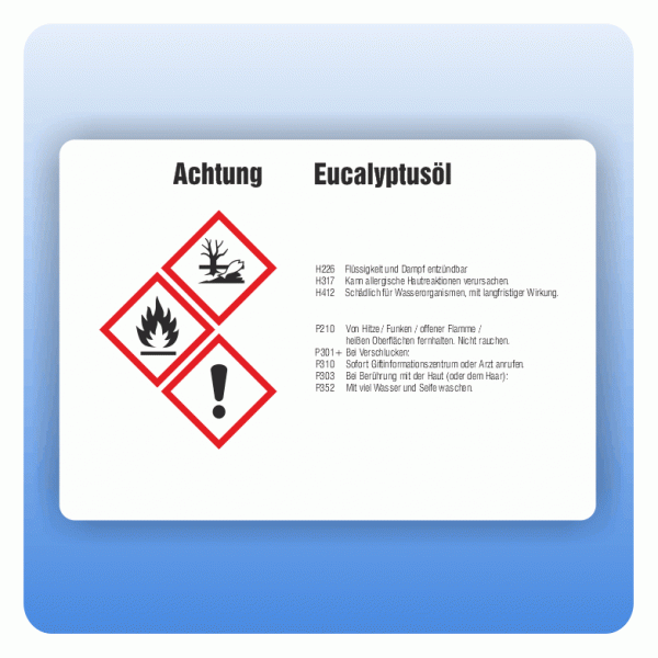 Gefahrstoffaufkleber Eucalyptusöl für Behälter bis 3 Liter