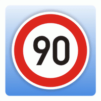 Höchstgeschwindigkeitsaufkleber "90 km/h"