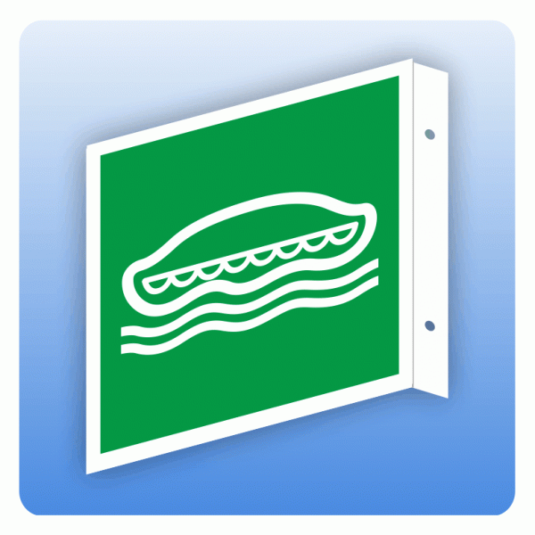 Fahnenschild Rettungszeichen E036 Rettungsboot ISO 7010