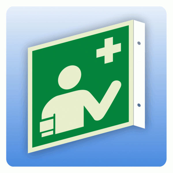 Fahnenschild Rettungszeichen E064 Ersthelfer ISO 7010